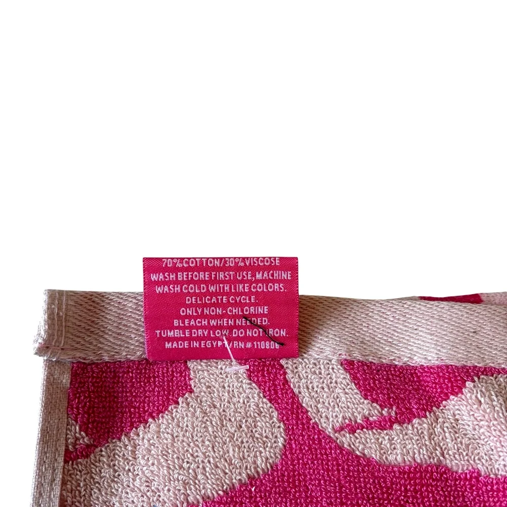 Juicy Couture Pink Bows Hearts Cotton Towel Set of 2 Coquette Bath 28x54 NEW